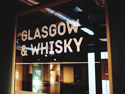The Glasgow & Whisky exhibit included in the self-guided part of a distillery tour