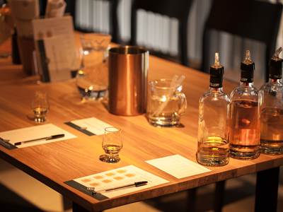 a whiskey tasting experience display
