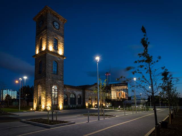 External image of The Clydeside Distillery at night