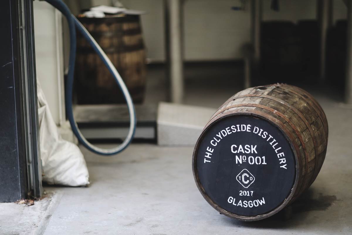 The first cask of Clydeside Single Malt Whisky in our filling store 