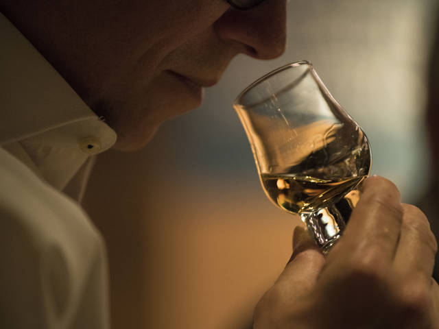 Person nosing whisky at The Clydeside Distillery