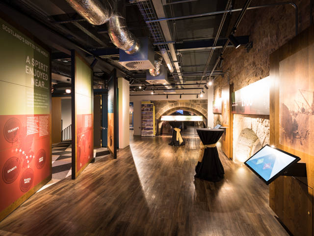 Reception-style set up with poseur tables in our Morrison & Mason exhibition area